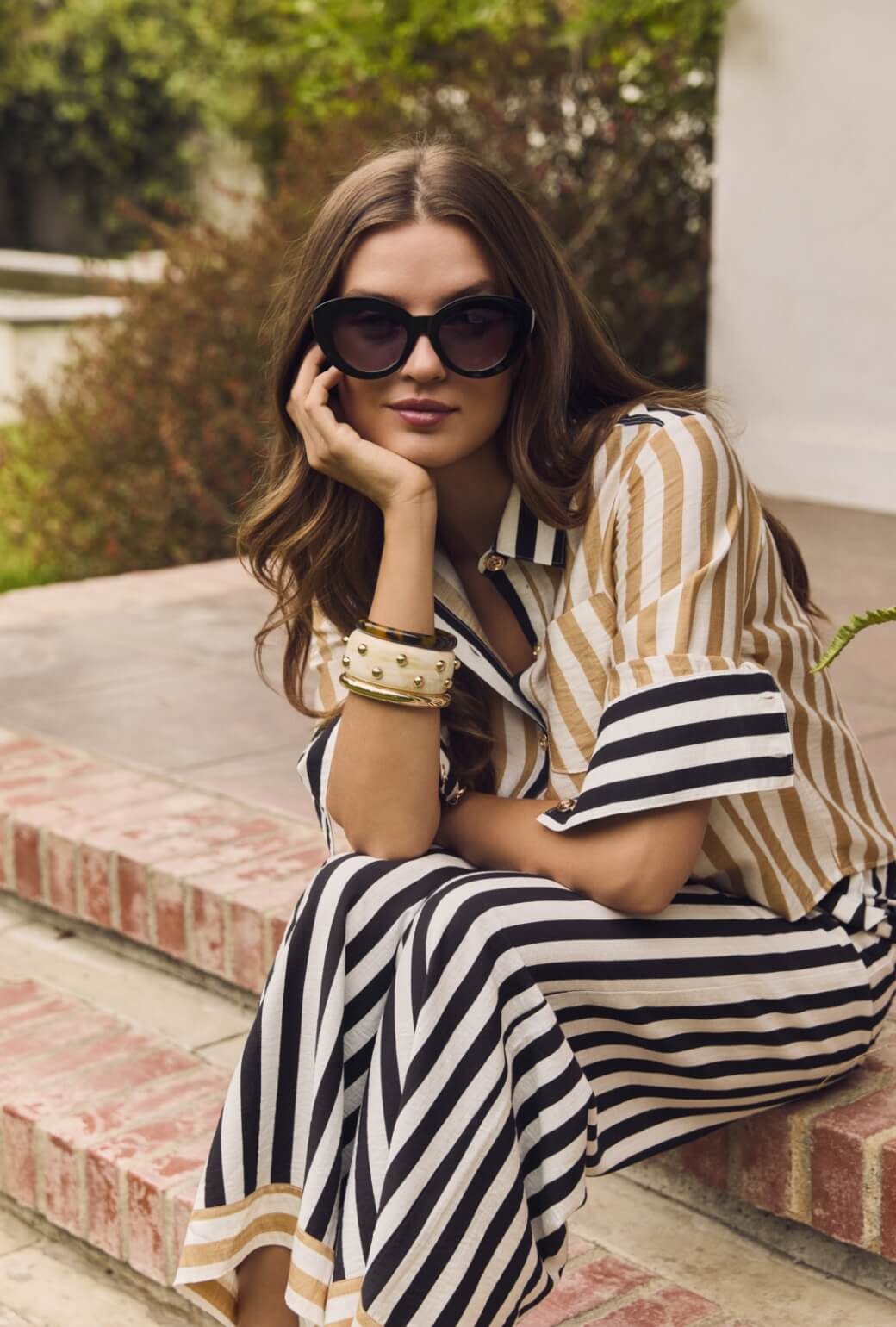 Lele Sadoughi x Buru Bangle Set - Tortoise, Ivory & Gold