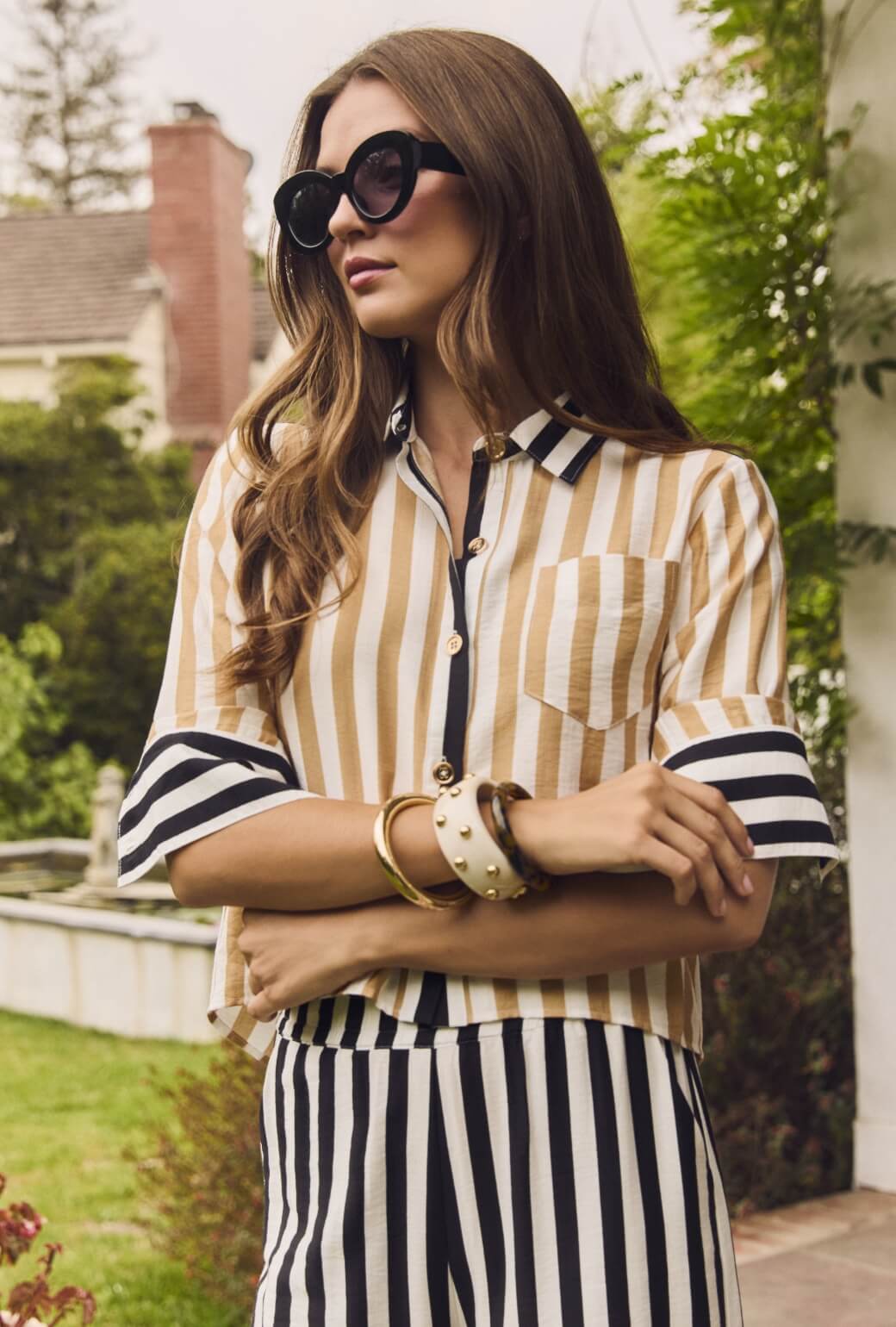 Lele Sadoughi x Buru Bangle Set - Tortoise, Ivory & Gold