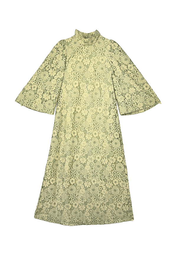 Bell Sleeve Maxi Mod Dress - Mint Lace