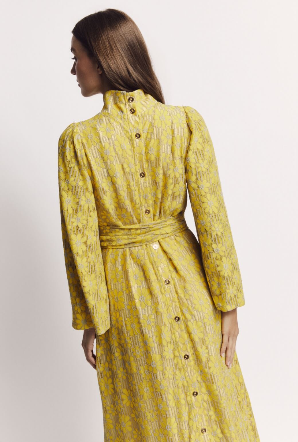 Bell Sleeve Maxi Mod Dress - Yellow Lace – BURU