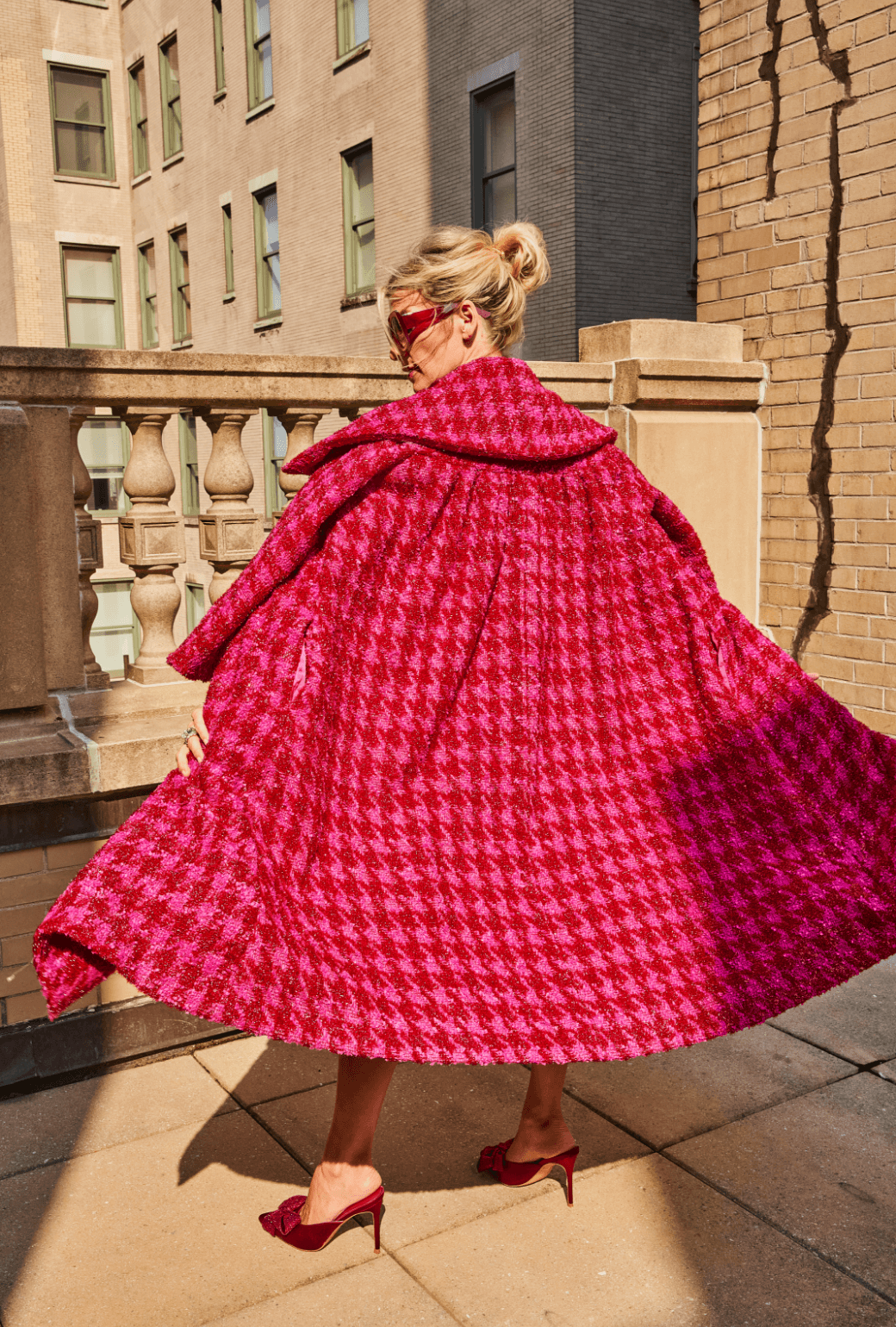Belted Grace Coat - Pink & Red Tweed – BURU Belted Grace Coat - Pink & Red Tweed – BURU