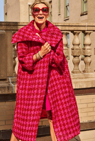 Belted Grace Coat Pink & Tweed