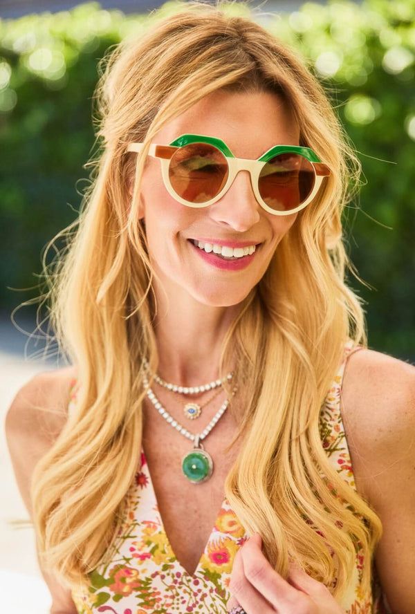 Bernie's Sunglasses - Green & Ivory