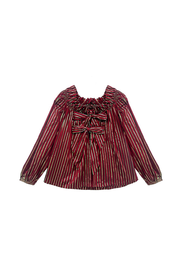 Bettie Ann Blouse - Burgundy Stripe