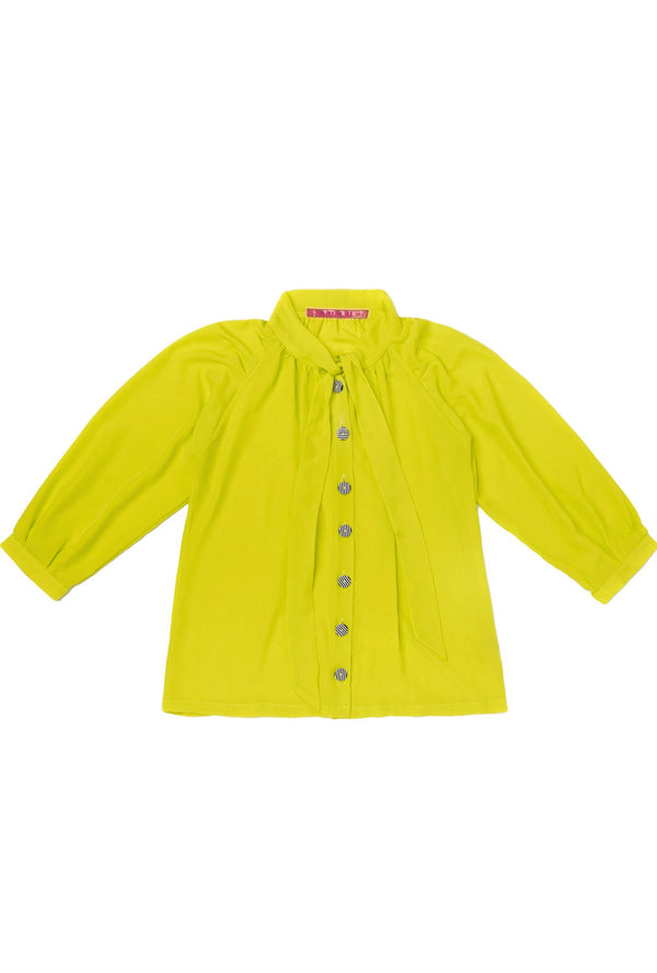 SAMPLE* - Big 10 Bow Blouse - Chartreuse 2.0