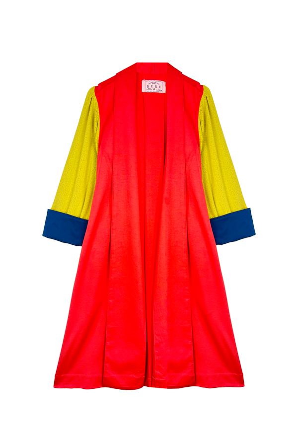 Big 10 Swing Coat - Poppy & Chartreuse