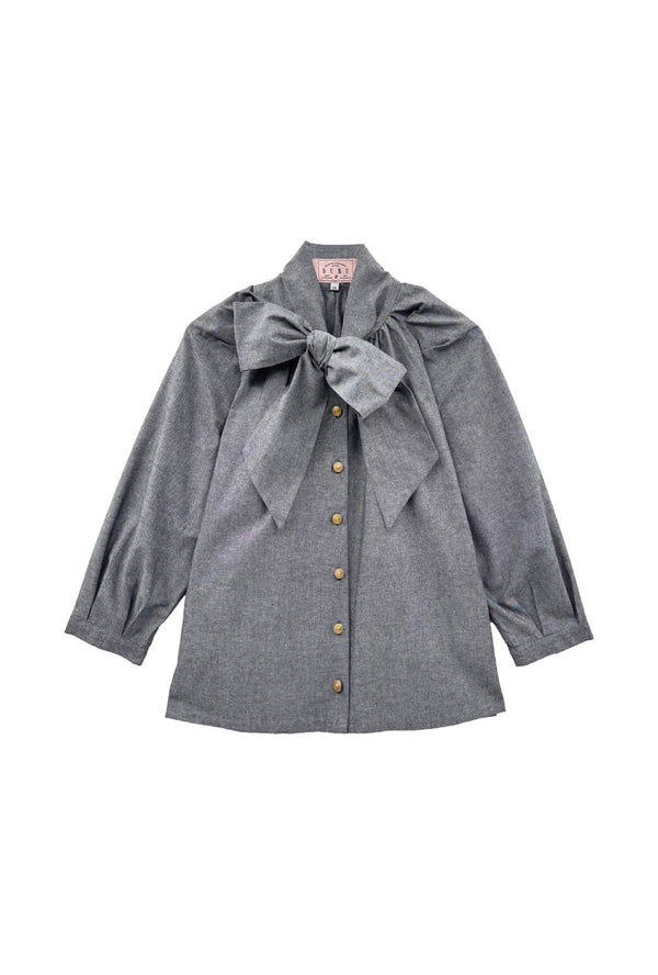 Big Bow Blouse - Black Oxford