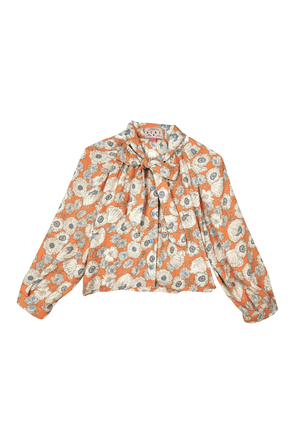 Big Bow Blouse Cropped - Clementine Floral