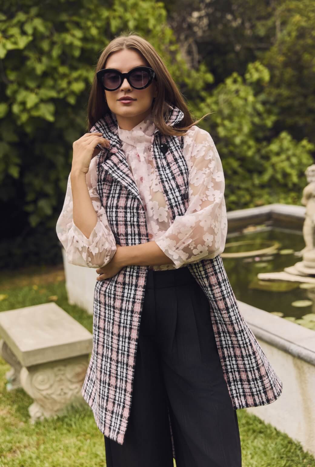 Buru x Val Big Bow Blouse - Pink Sheer Floral