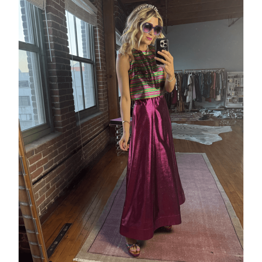 Birthday Guest Skirt Hot Pink Lame BURU