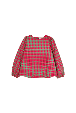 Bishop Sleeve Top - Red Tartan