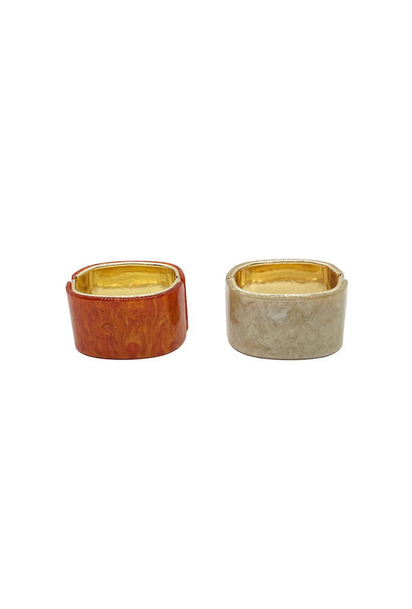Bold Bangle Set - Flame and Ivory
