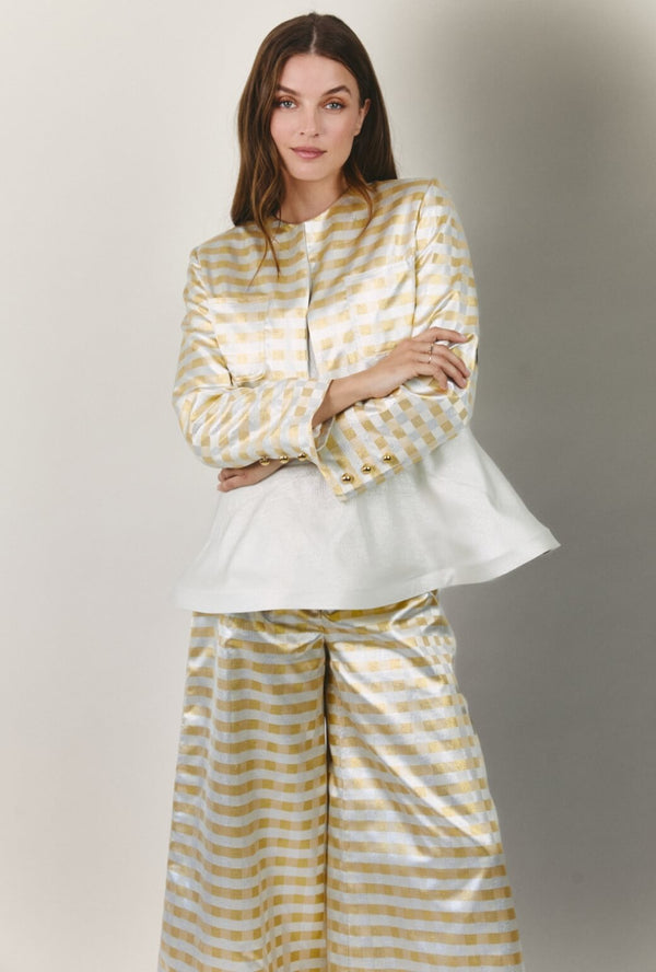 Bolero Blazer - Checkerboard Brocade