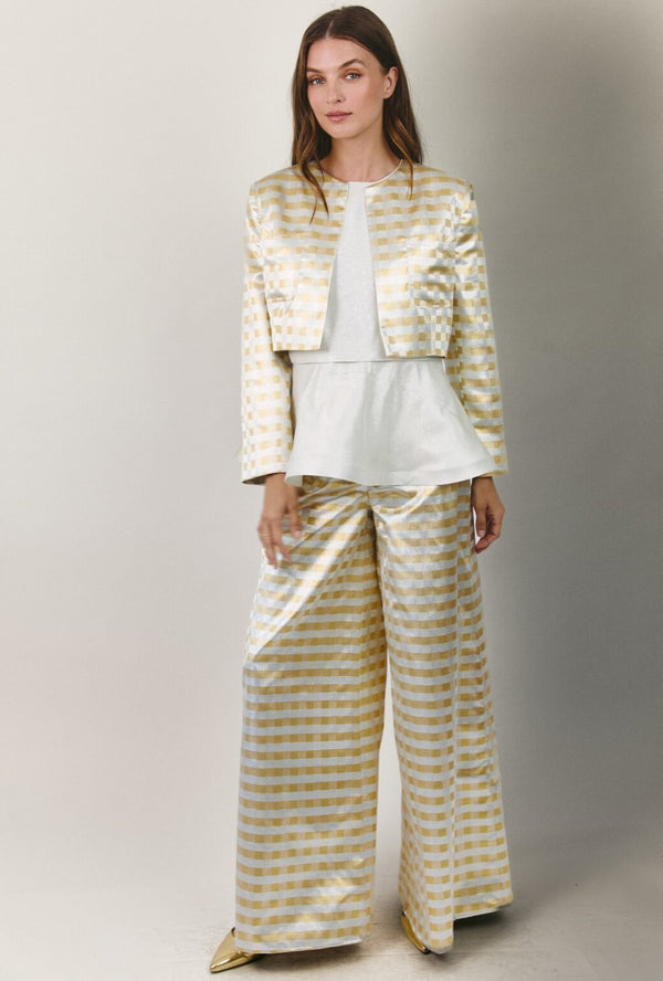 Bolero Blazer - Checkerboard Brocade