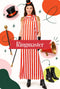 The Ali Dress - Deep Coral Cabana Stripe