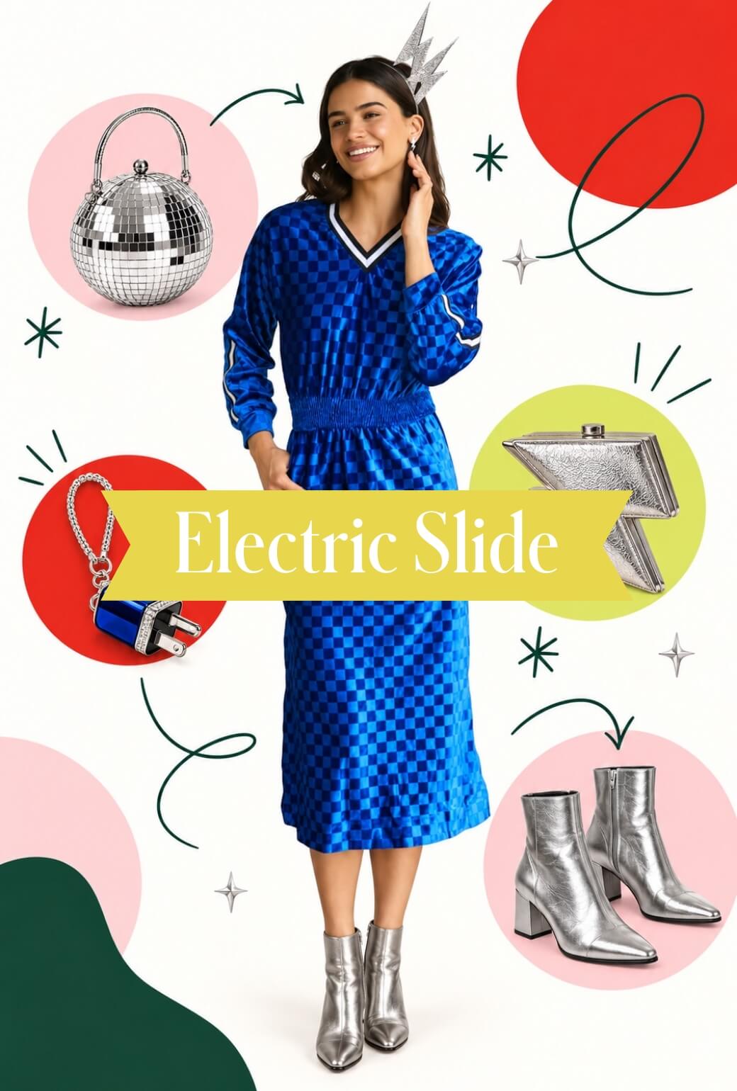 Track Dress - Cobalt Checkerboard Velour