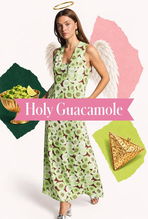 Sleeveless Deco Dress MAXI - Avocados