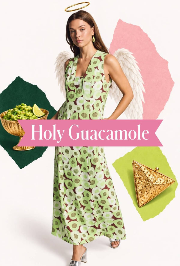 Sleeveless Deco Dress MAXI - Avocados