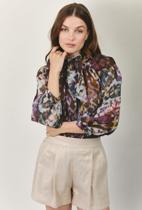 BURU x Mignonne Gavigan Bow Blouse - Ikat