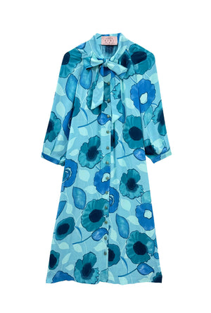Bow Housecoat - Aquamarine