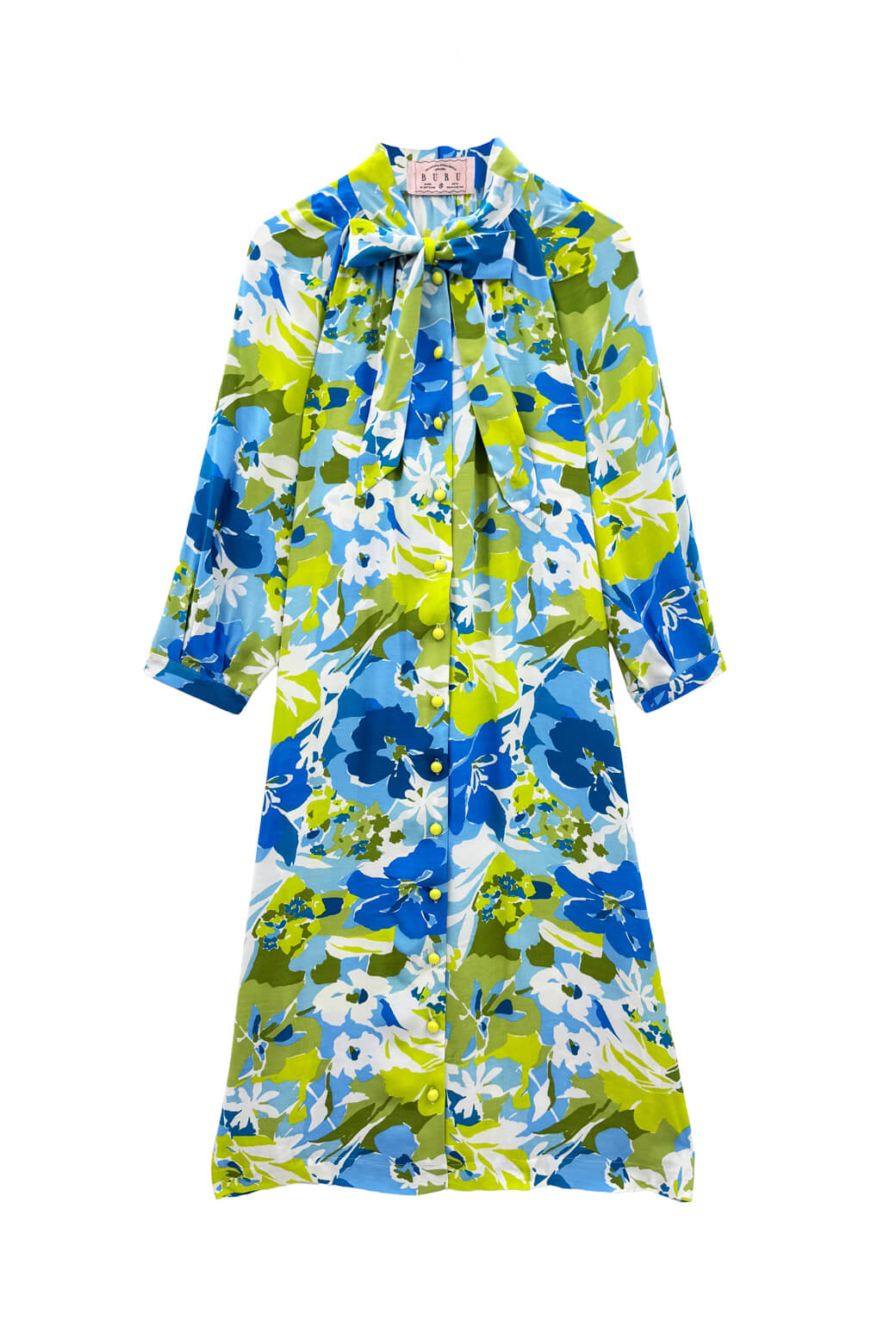 Bow Housecoat - Aqua Floral