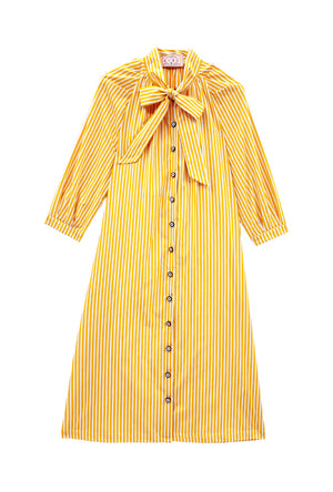 Bow Housecoat - Marigold Stripe