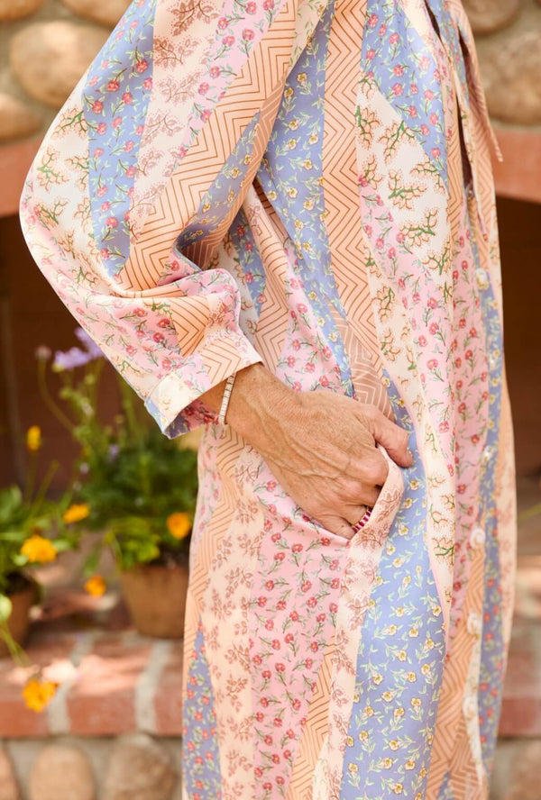 Bow Housecoat - Patchwork Pink