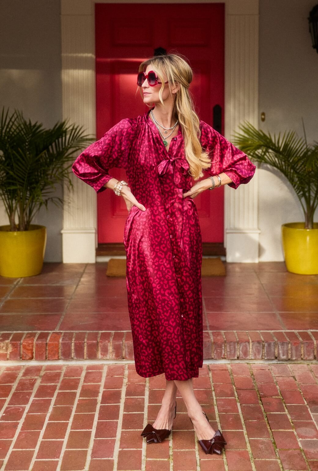 Bow Housecoat - Pink Cheetah