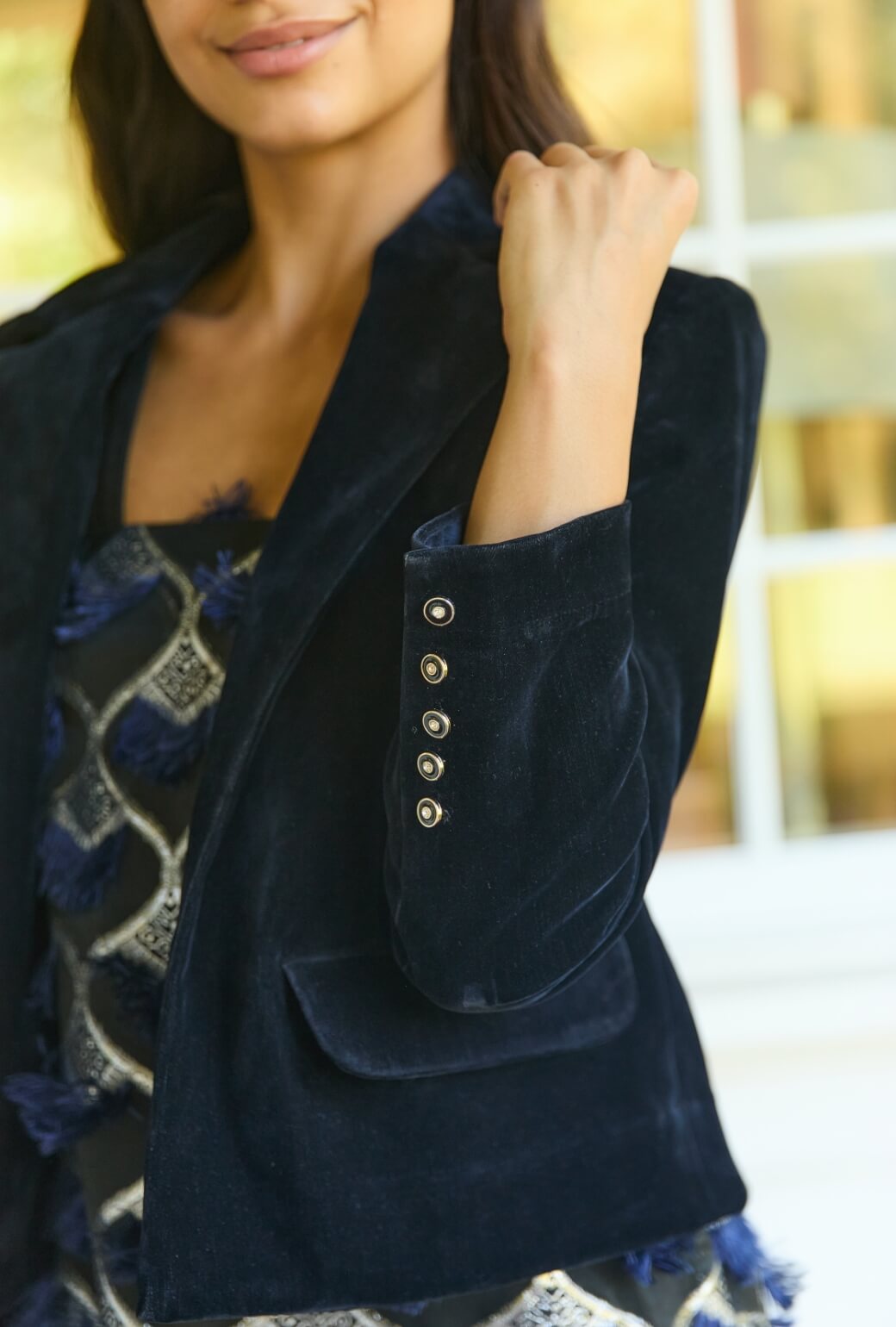 Boxy Blazer - Navy Velvet