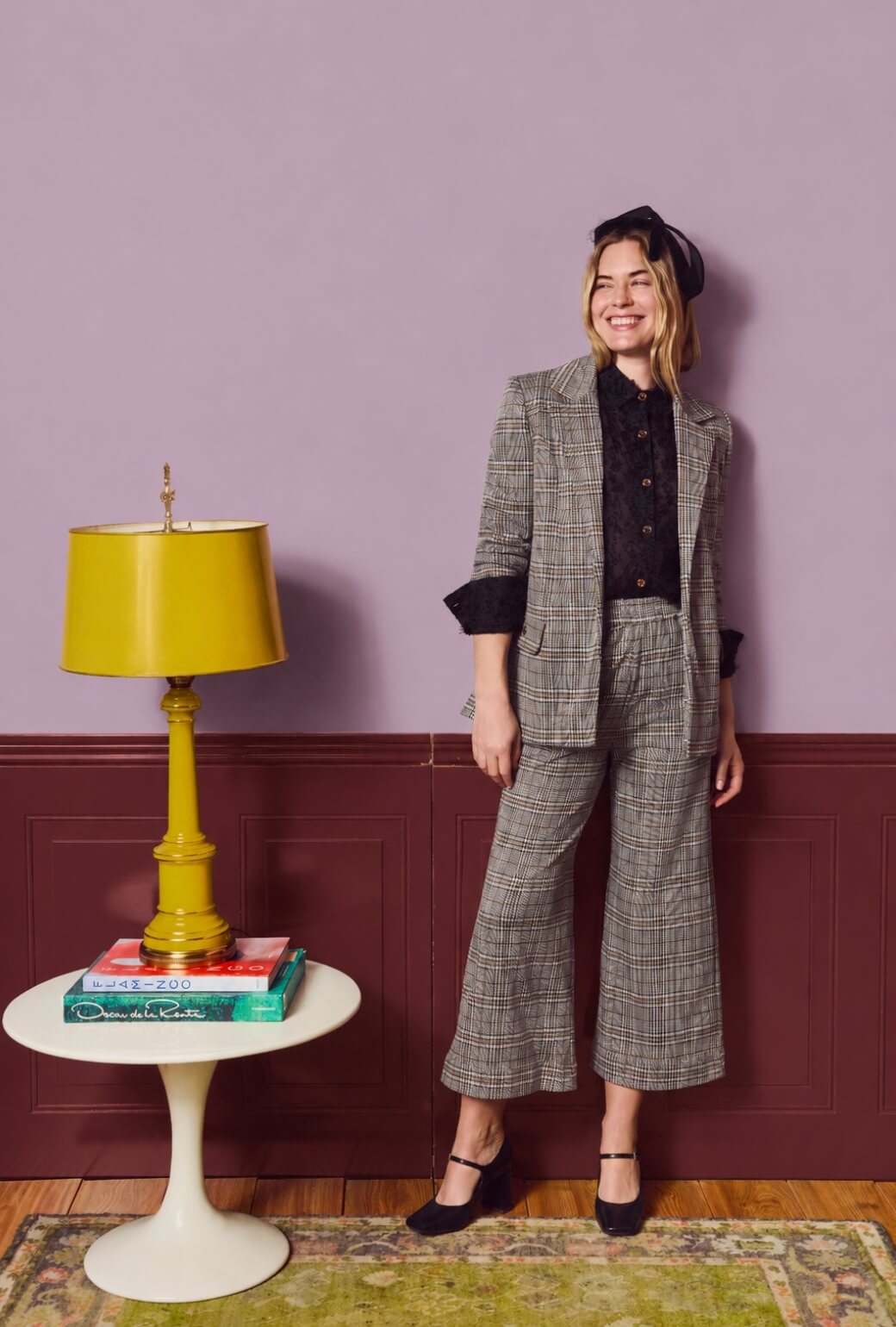 Boyfriend Blazer - Black & Gold Glen Plaid Knit