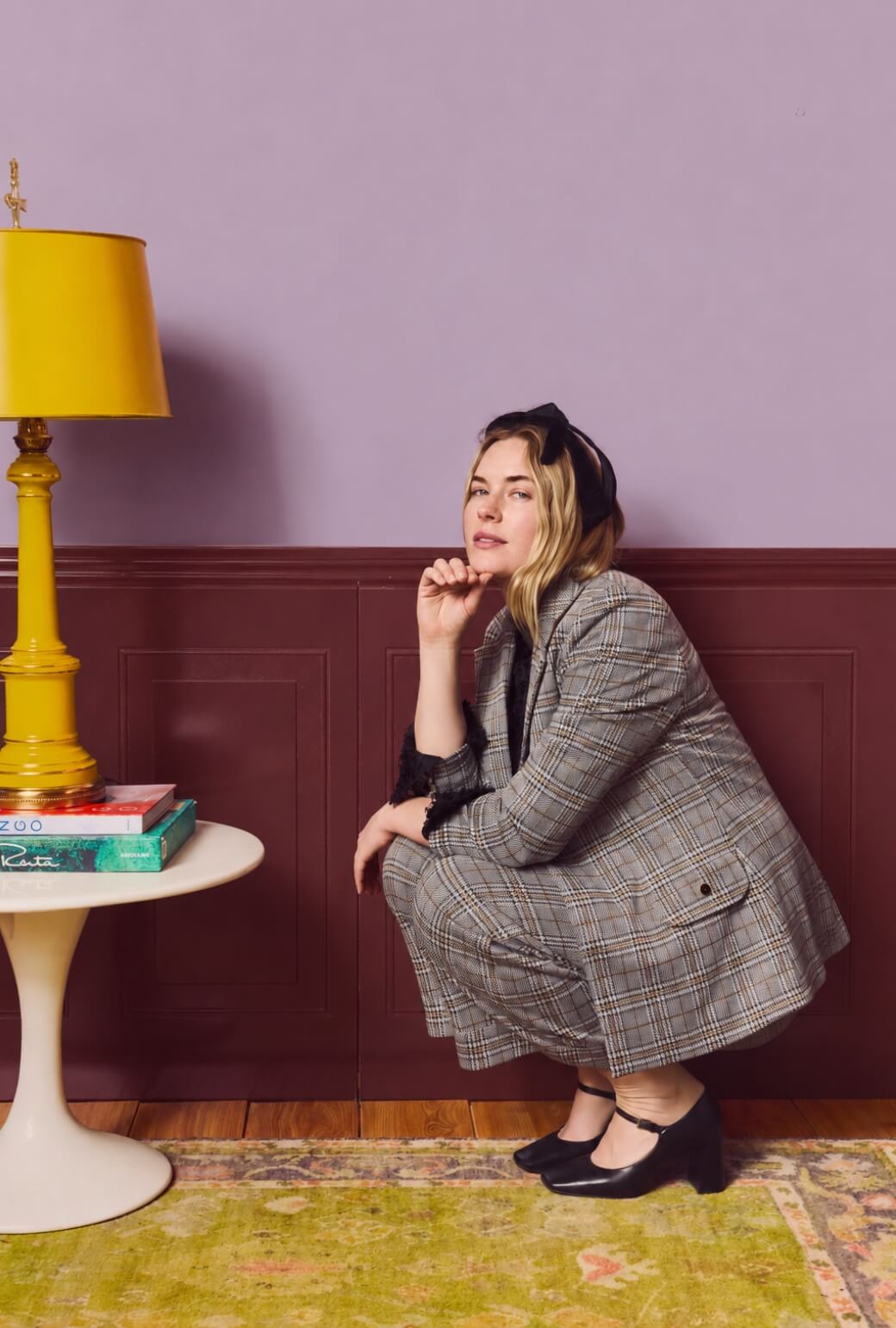 Boyfriend Blazer - Black & Gold Glen Plaid Knit