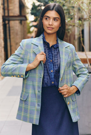 Boyfriend Blazer - Blue & Green Plaid