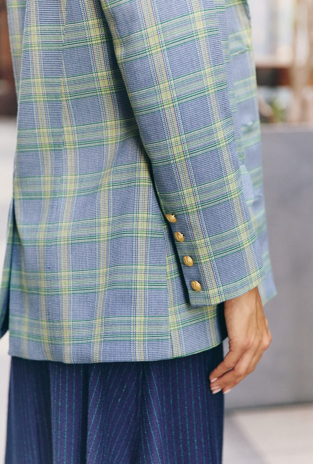 Boyfriend Blazer - Blue & Green Plaid