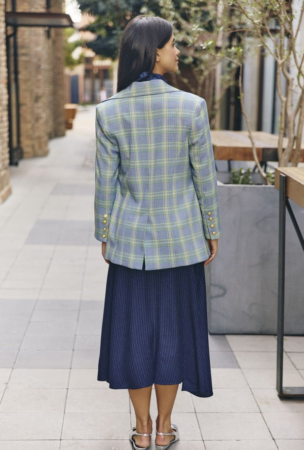 Boyfriend Blazer - Blue & Green Plaid