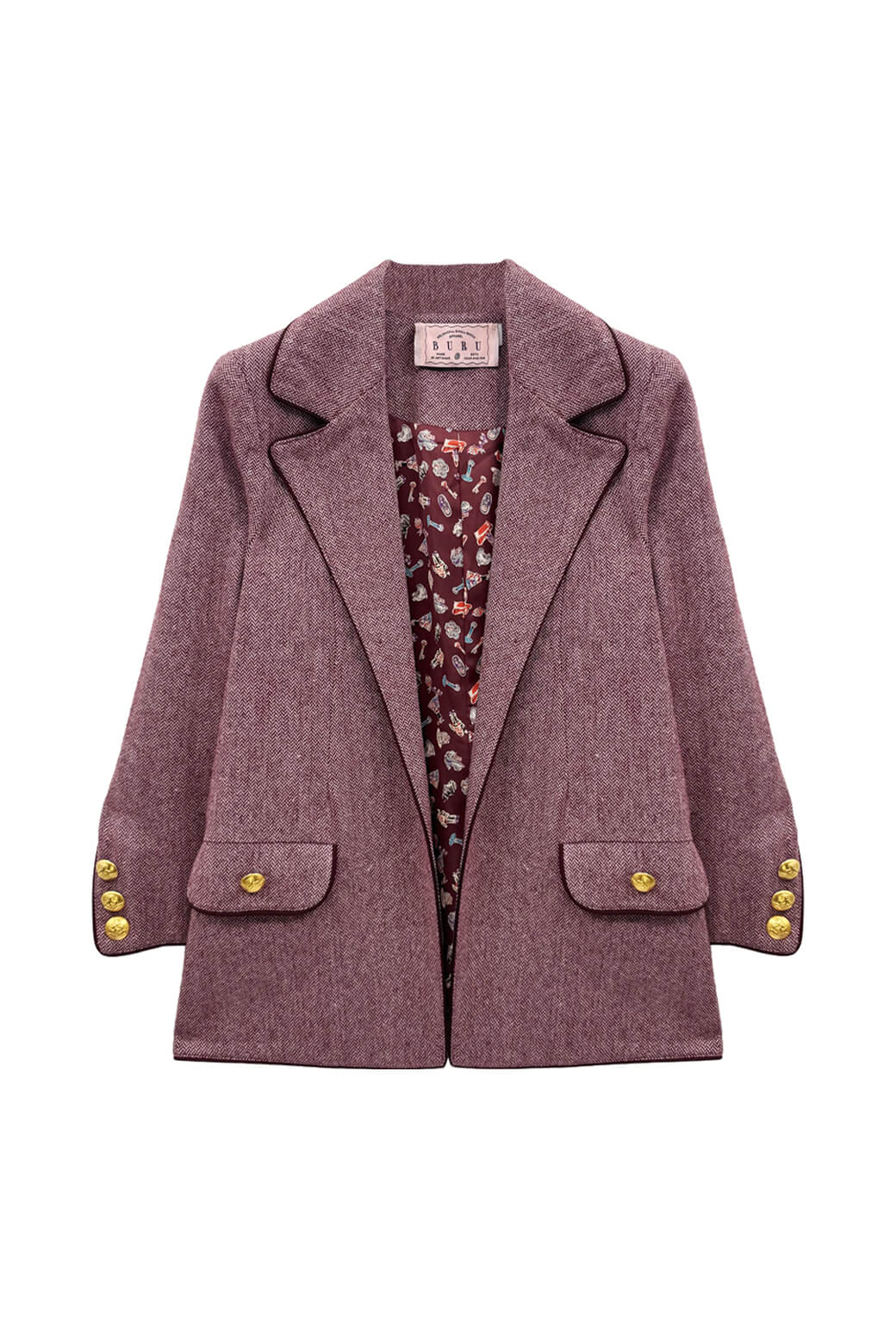 Boyfriend Blazer - Burgundy Herringbone