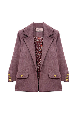 Boyfriend Blazer - Burgundy Herringbone