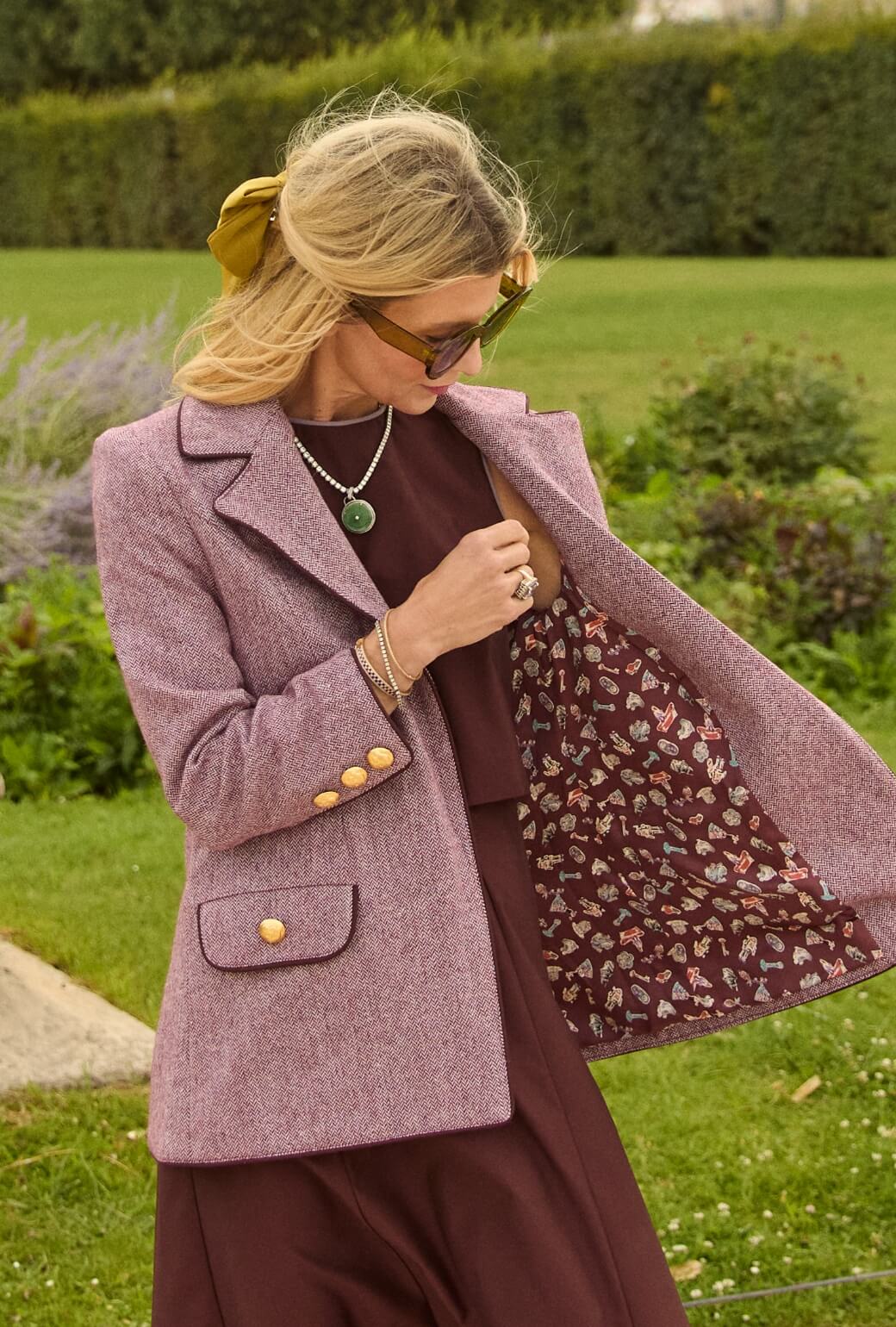 Boyfriend Blazer - Burgundy Herringbone