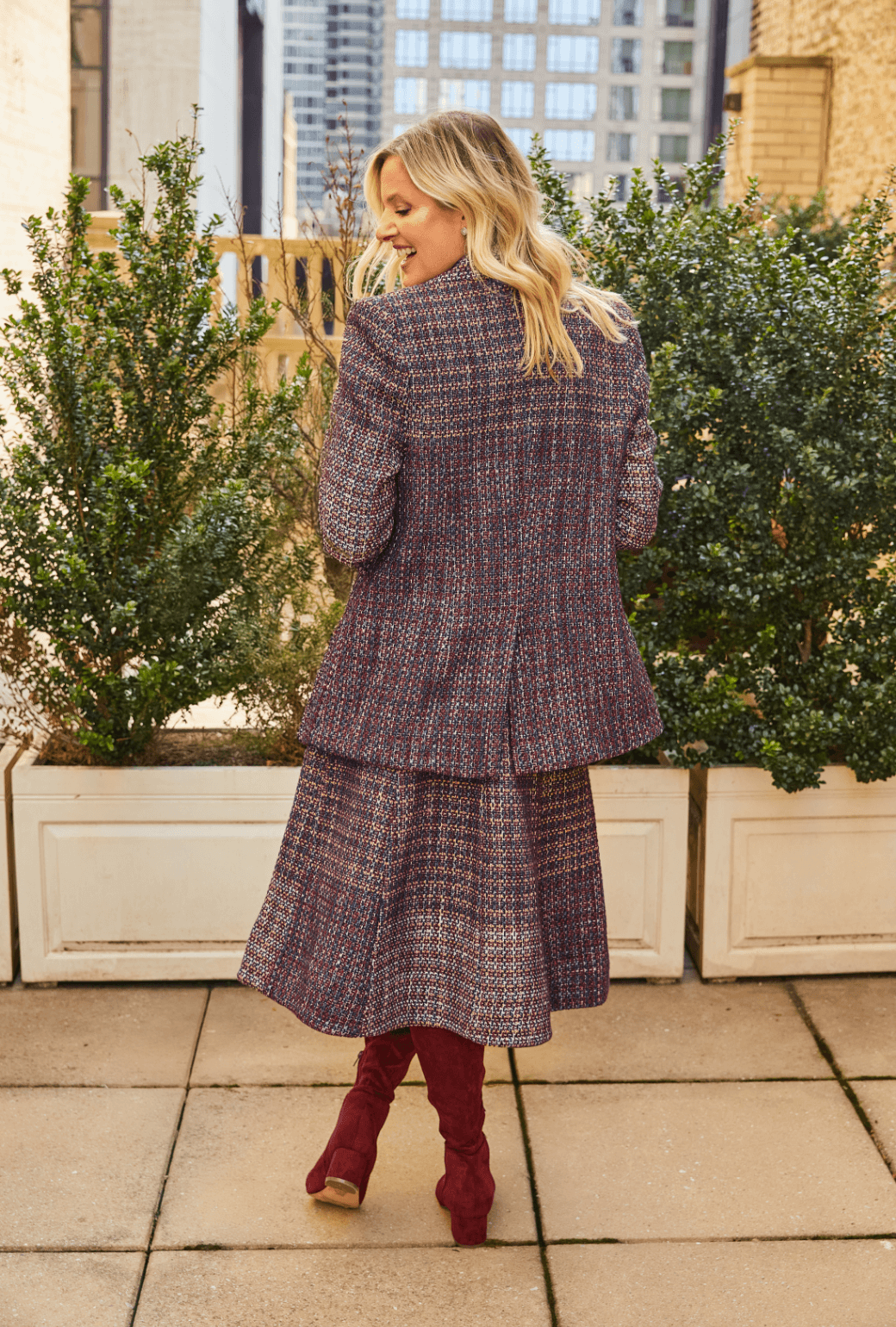 Boyfriend Blazer Cranberry Tweed BURU