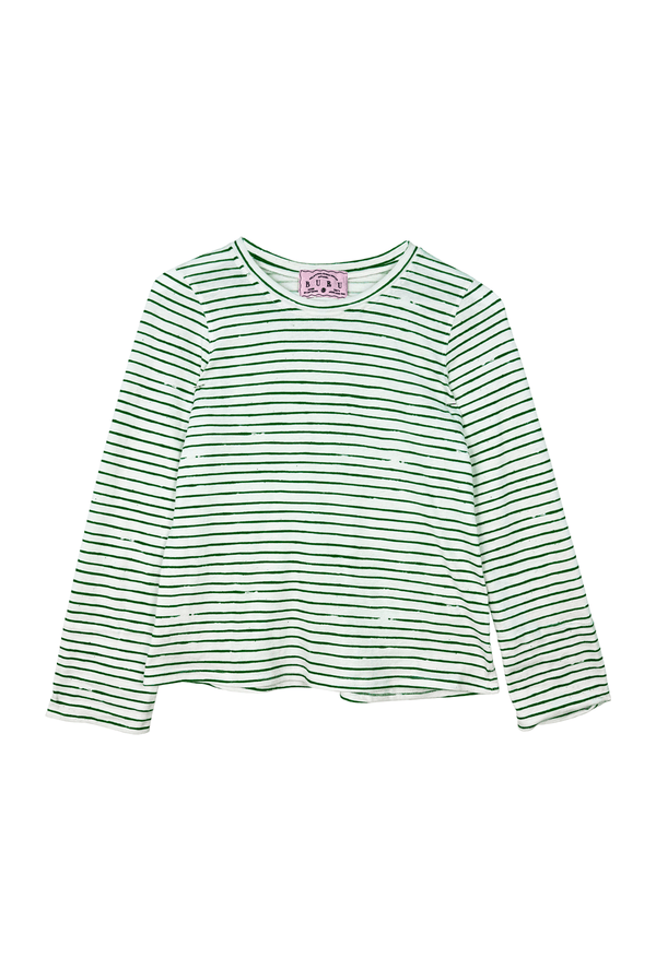 SAMPLE Brushstroke Crew Neck Tee - Green Stripe