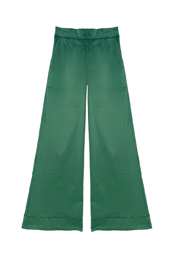 Buru x Anna Kloots Hepburn High Rise Trousers - Green Corduroy