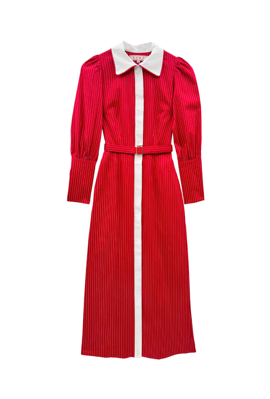 Buru x Anna Kloots Long Sleeve Maxine Shirtdress - Red Pinstripe
