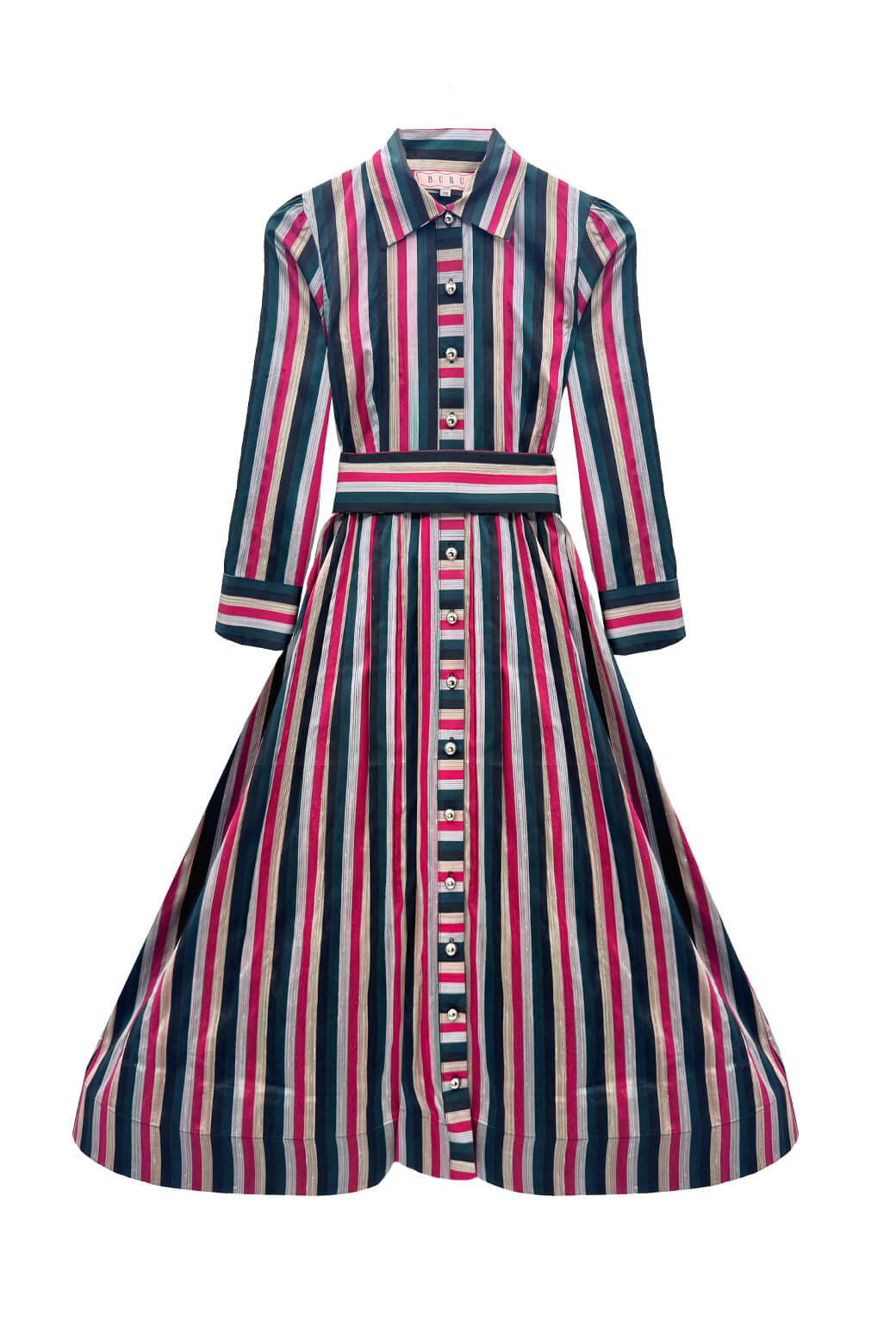 Buru x Anna Kloots Long Sleeve Shirtdress - Silk Stripe