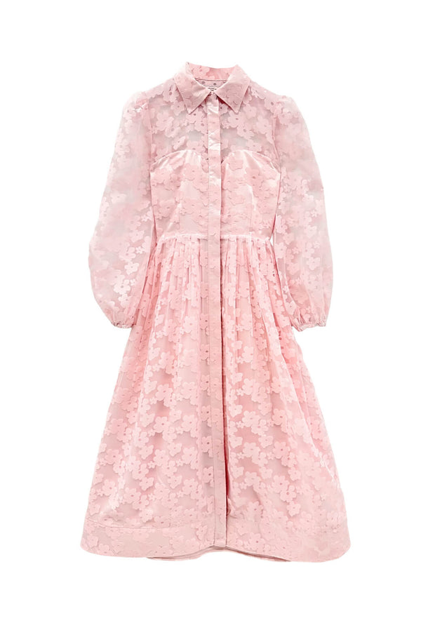Buru x Anna Kloots Puff Sleeve Shirtdress - Sheer Floral