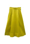 Buru x Megan Stokes Flat Front MIDI Skirt  - Chartreuse Twill