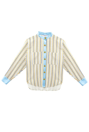 Buru x Megan Stokes Mandarin Shirt - Popcorn Stripe