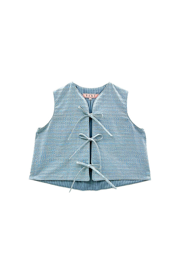 Buru x Megan Stokes  The Fife Vest - Embroidered Chambray