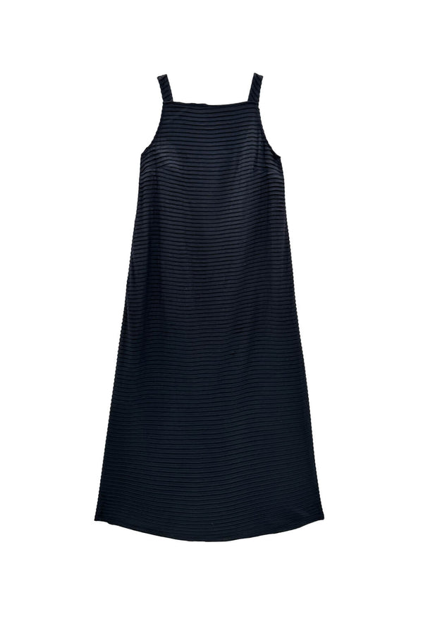 Buru x Megan Stokes The Megan MIDI Dress - Black Pintuck Knit