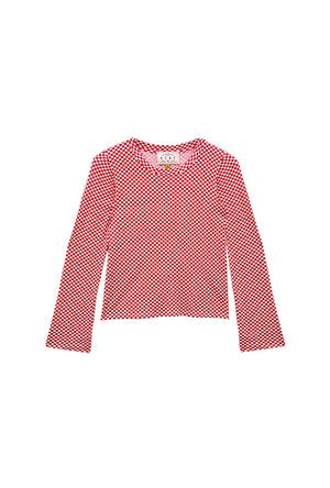 Buru x Val Crew Neck Tee - Red & White Checkerboard