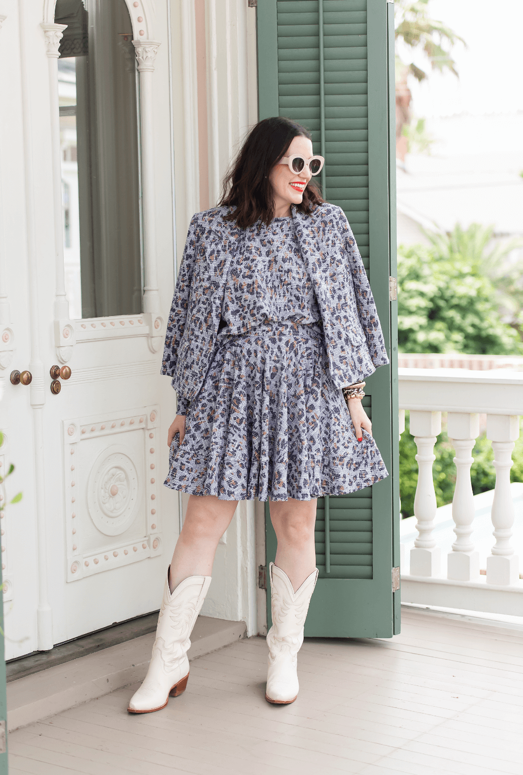 Buru x Val Mini Lucinda Circle Skirt Navy Cheetah BURU