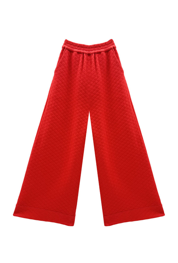 Buru x Val Wide Leg Knit Trouser 2.0 - Rouge Quilted Knit